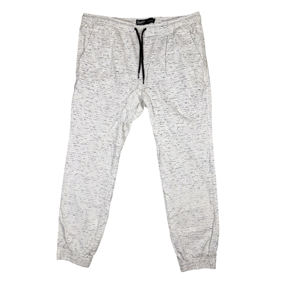 Brooklyn Cloth The Jogger Men XL White Black Space Dye Marl Knit Pant Streetwear